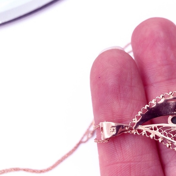 Esmeralda Strawberry Gold Emerald Rhodolite Garnet Necklace - Picture 5 of 6